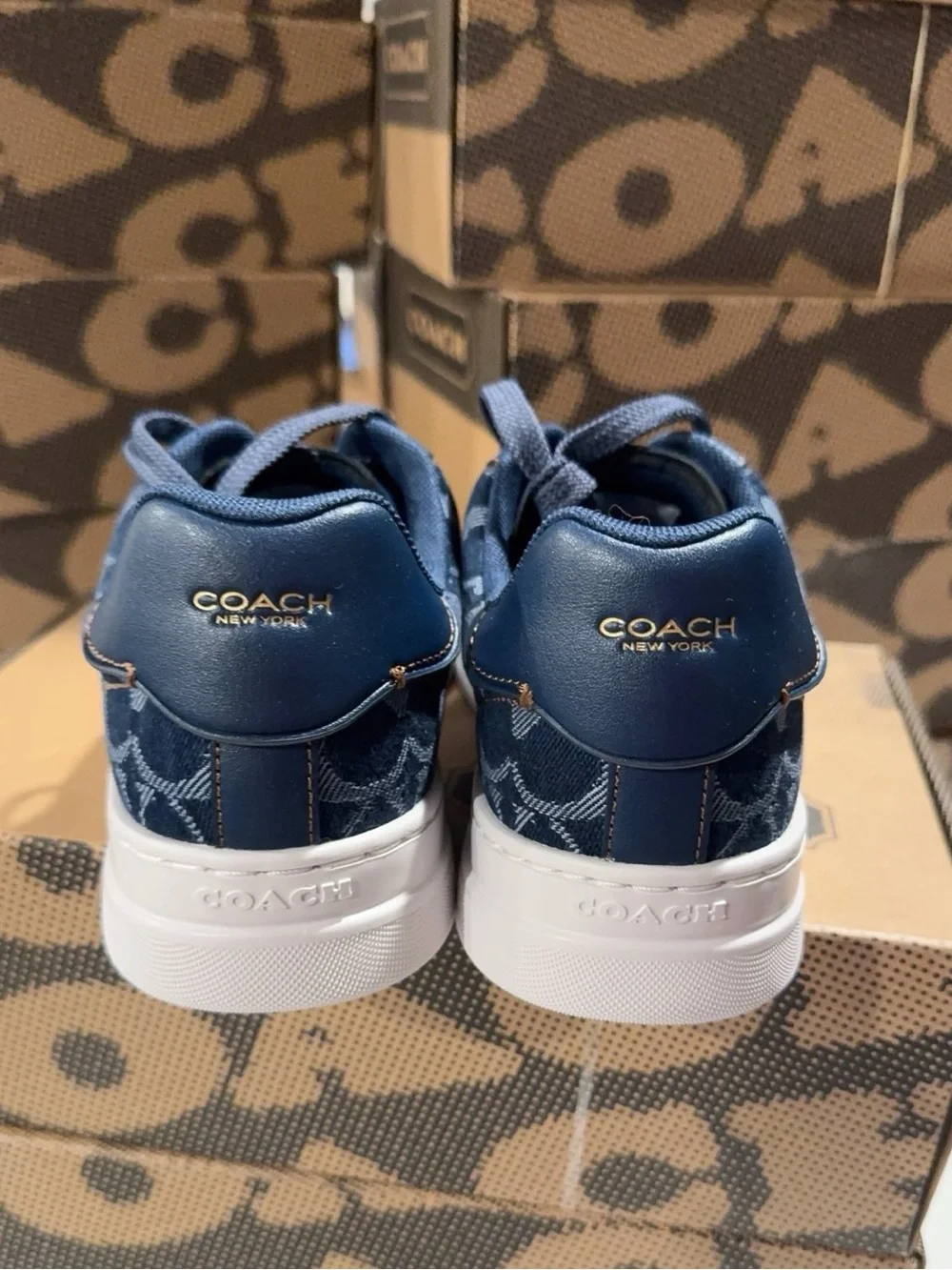 NEW Coach High Line Sneaker Signature Denim Deep Blue Multi CBO10 - Picture 5 of 6